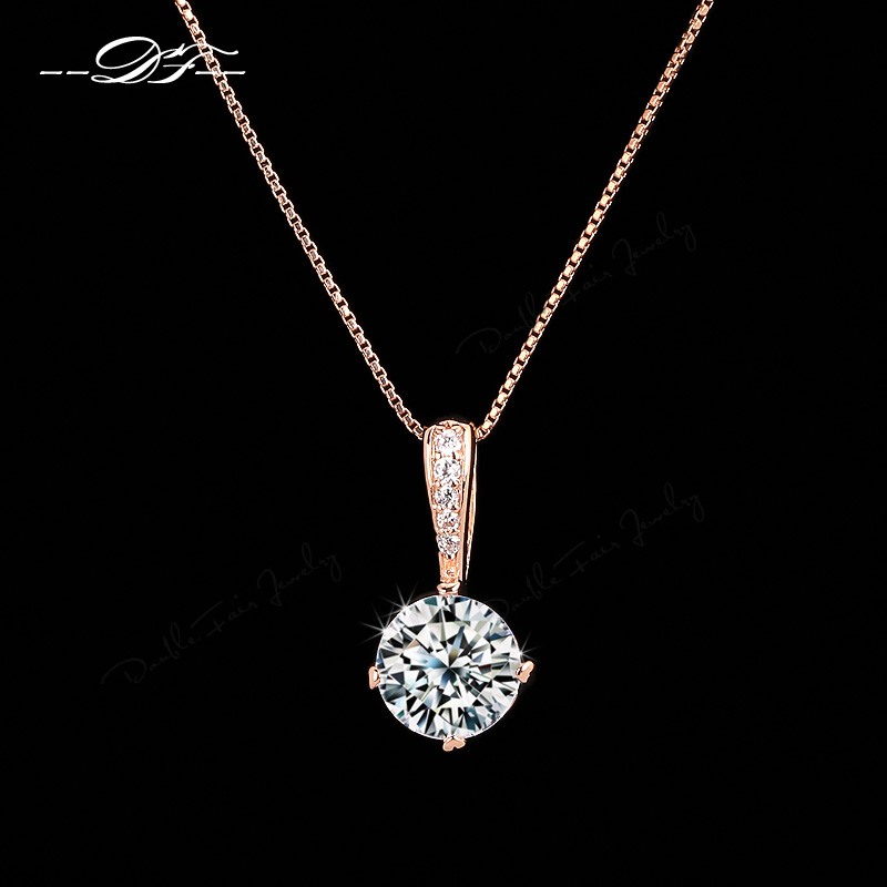 OL Style Cubic Zirconia Chain Necklaces Pendants 18K Rose Gold Plated Fashion CZ Diamond Wedding Jewelry