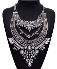 2015 New Design XG255 Bohemia Metal Style Necklaces & Pendants Multi-layers Crystal Statement Necklace Pearls Gold Beads Jewelry