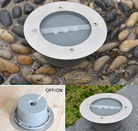 4pcs/lot Outdoor Lighting Solar Powered Panel LED Floor Lamps Deck Light 3 LED Underground Light Garden Pathway Spot Lights 4pcs/lot Outdoor Lighting Solar Powered Panel LED Floor Lamps Deck Light 3 LED Underground Light Garden Pathway Spot Lights