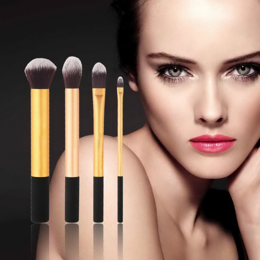 Top Quality 4pcs New Handle soft Synthetic Hair professional cosmetic powder kabuki blending makeup brushes blush