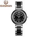 EASMAN Watch Women Ceramic Top Brand Quartz Watch Luxury Calendar Crystal New Fashion Pink Black Watch