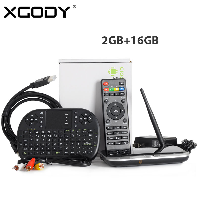 XGODY CS918+ Android 4.4 Smart TV Box RK3188 Quad Core 2GB RAM + 16GB ROM TV Streamer 1080P KODI 16.0 Media Player + i8 Keyboard