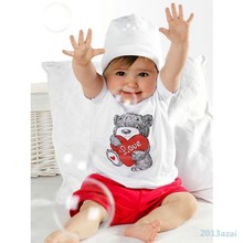 2pcs Baby Girl Kids T shirt Short Sleeve Top Pants Heart Bear Outfit Clothes Set