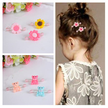 Korean Hot Sell Many Color Hat Sunflower Animal Shape Baby Girls Spring Clip Elastic Hairpin Hair Clip Children Hair Accessories