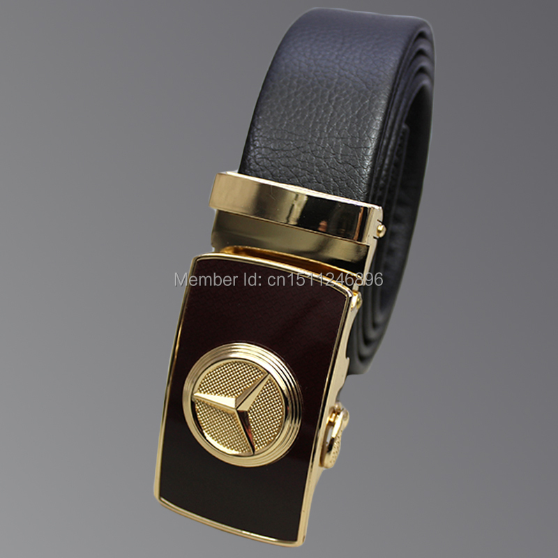 Fashion Genuine leather belt gold alloy brand name mens automatic buckle belt first layer of ...