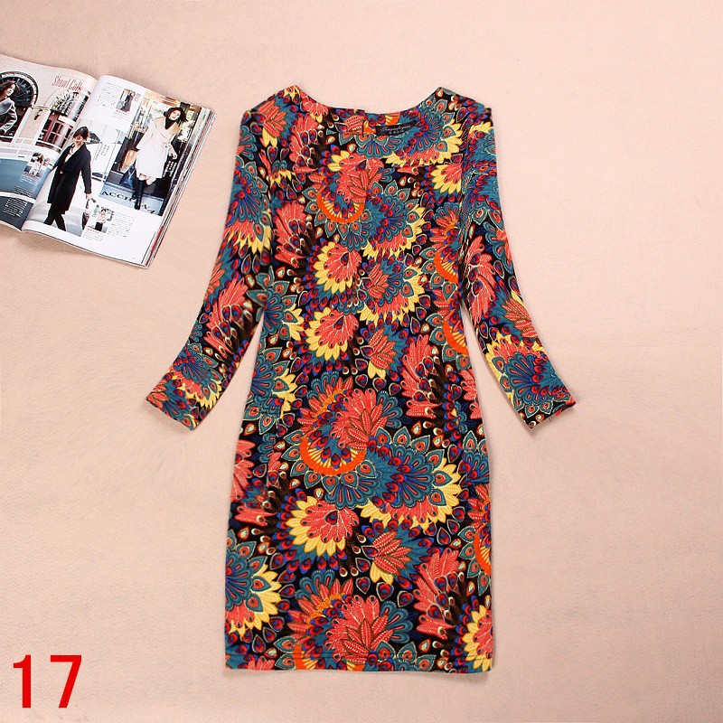 Wholesale Yw1 Xxxxl Women Autumn Fashion Print Dress