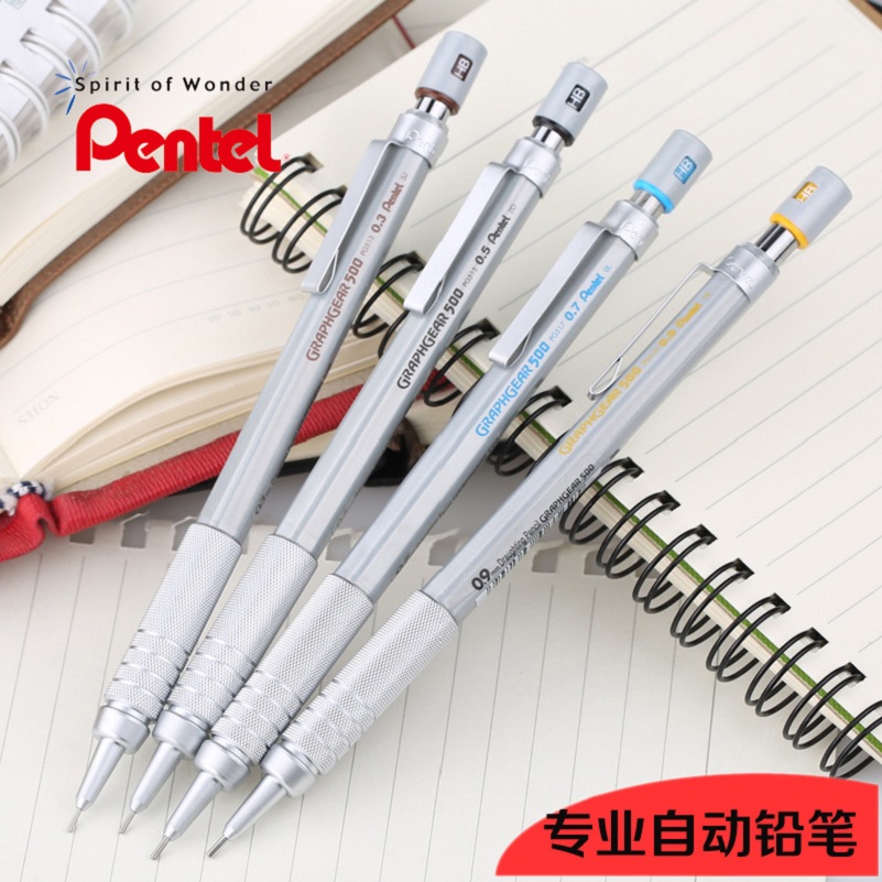 Pentel  Drafting pencil GRAPHGEAR 1000 0.3/0.4/0.5/0.7/0.9mm Set of 5 & Pen Case