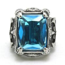 New Arrival Unisex 316L Stainless Steel Cool Big Blue Stone Cocktail Party Vintage Ring Factory Price