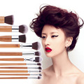 2016 New 11pcs Natural Bamboo Makeup Brushes Eyeshadow Blending Brush Powder Foundation Blending Brush Cosmetic make