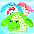 EVA Waterproof Baby Eat Feeding Bibs Long sleeved Saliva Smock Burp Apron Kawaii Printing Cartoon Flower
