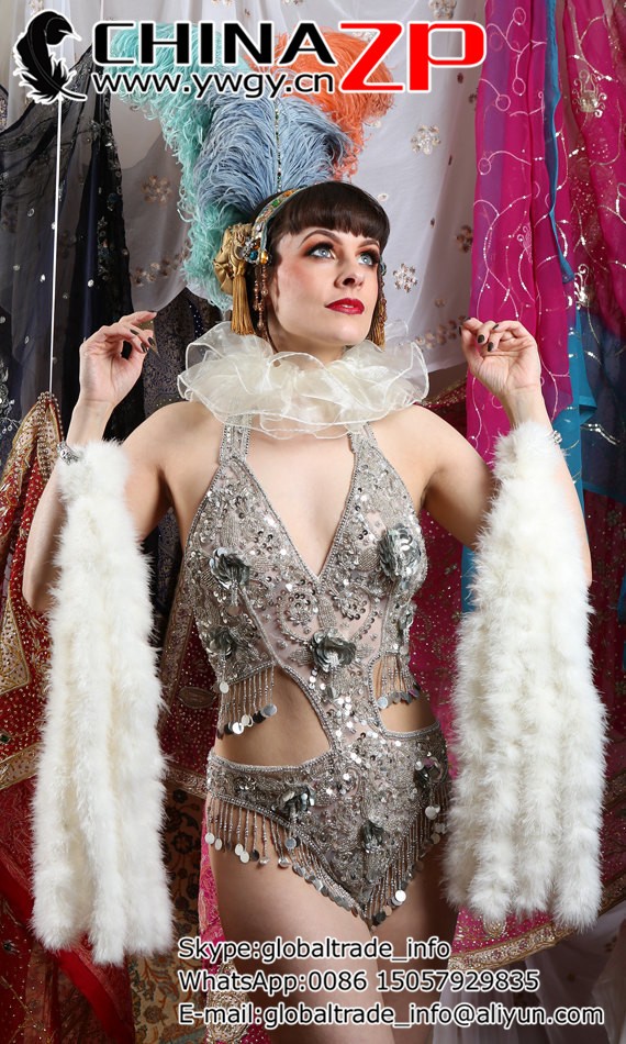 Embellished Silver Sequin Showgirl Body