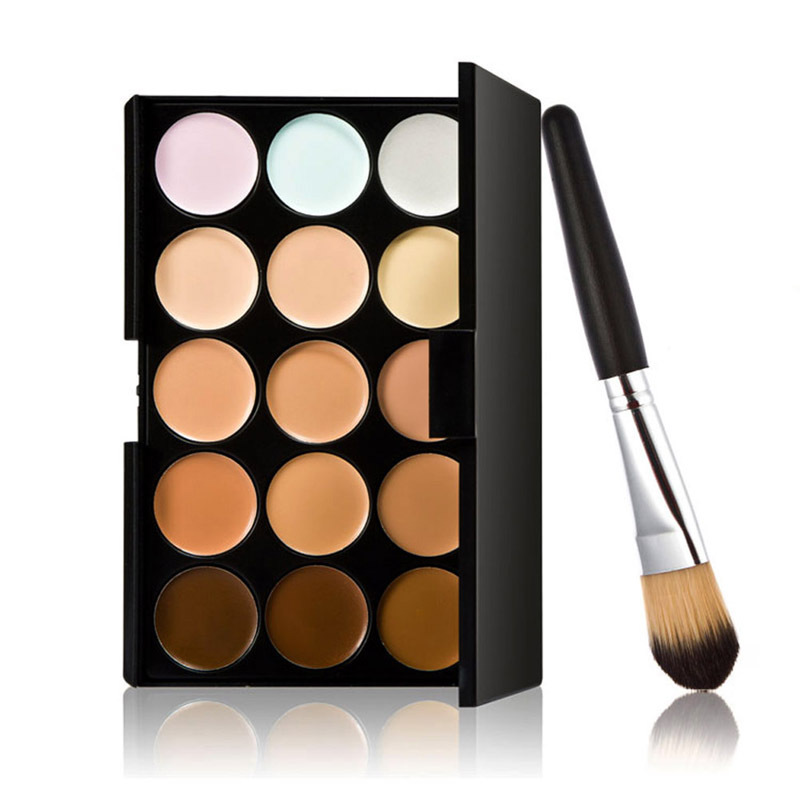 LS4G Hot New 15 Colors Contour Face Cream Makeup Concealer Palette Powder Brush Professional Makeup Product