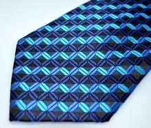 NT0025 Blue Black Plaid Fashion Jacquard Woven Classic Silk Polyester Man s Business Wedding Luxury Fashion