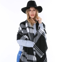 Hot Sale England Fashion Tartan Style Black And White Plaid Unisex Winter Women Men Big Oversize Shawls And Scarves Luxury Brand