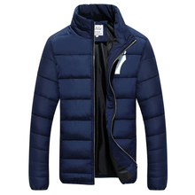 Fashion Stand Collar Mens Parka Jacket Number Seven Printed Winter Coat Men Slim Solid Manteau Hiver