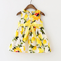 New Baby Girl Dress Lemon Dress Toddler Girls Summer Baby Clothing Sleeveless Baby Dress Floral Sundress