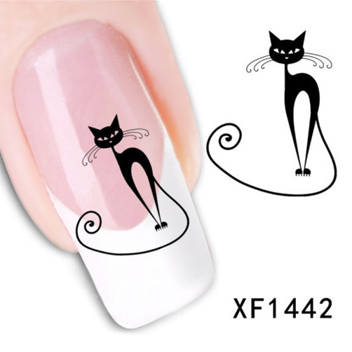 Loveliness Cat Water Transfer Nail Stickers Gel Beauty Decal Makeup temptation Cartoon Cat Sweetheart Animation