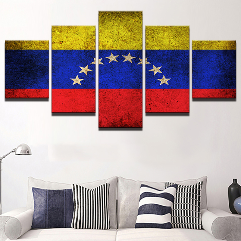 5 Panel Venezuela Flag Wall Art Pictures Modular Vintage Home Decoration Hd Print Modern Printing Type Poster Canvas Painting Painting Calligraphy Aliexpress