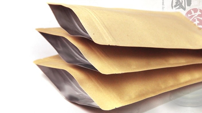 kraft flat paper  paper 17x24cm foild 50pcs flat aluminum inside  lot bag  bags kraft brown