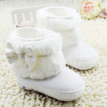 Newborn Baby Girls White Bowknot Crib Shoes Prewalker Toddler Soft Warm Snow Boots L4