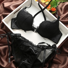 Woman Lingerie Sexy Front Buckle Bra Front Closure U Shape Push Up Bra Set/Pant