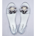 Casual Women Sandals 2017 New Summer Bling Flowers Fashion Peep Pearl Jelly Shoes Woman Crystal Flats