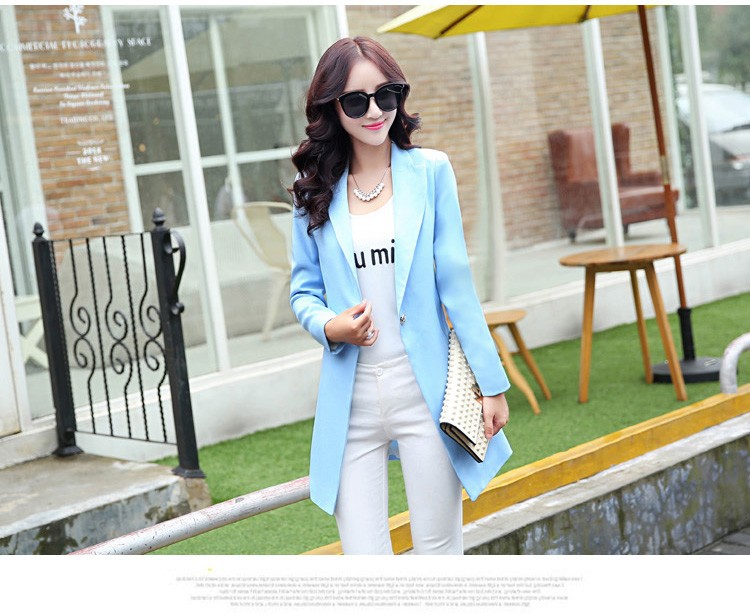 Business Casual Bright Color Blazer Women Long Jackets Ladies Silm Blazers Long Sleeve Orange Blue Pink Black Jacket Female cccccc