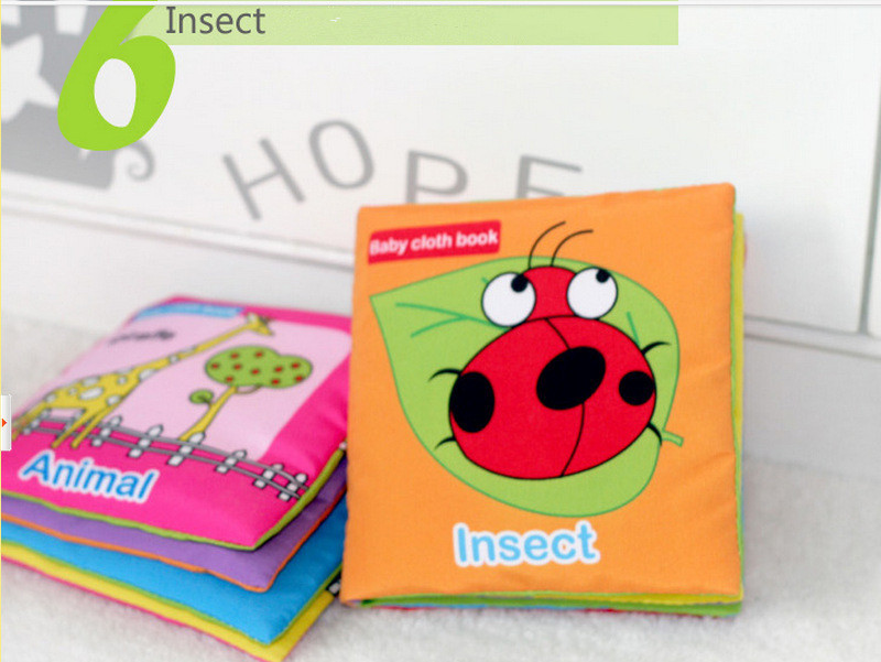 Orange Insect Family Baby Cloth Cognize Book Knowledge Multi-touch Educational Infant Developmental Toys 4*4inch 11*11cm New