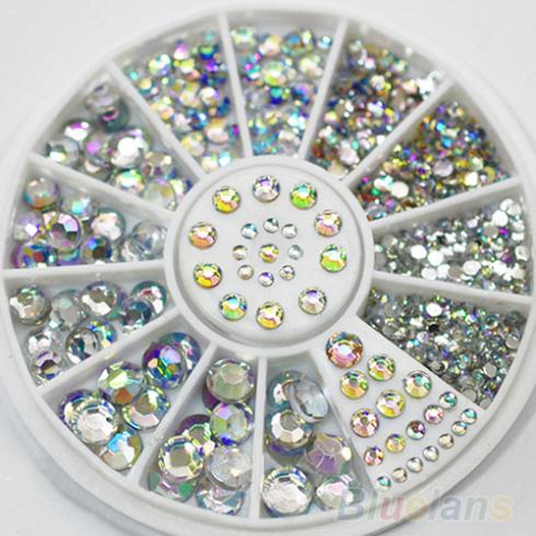 Hot Sale 5 Sizes White Multicolor Acrylic Nail Art Decoration Glitter Rhinestones 1D6X