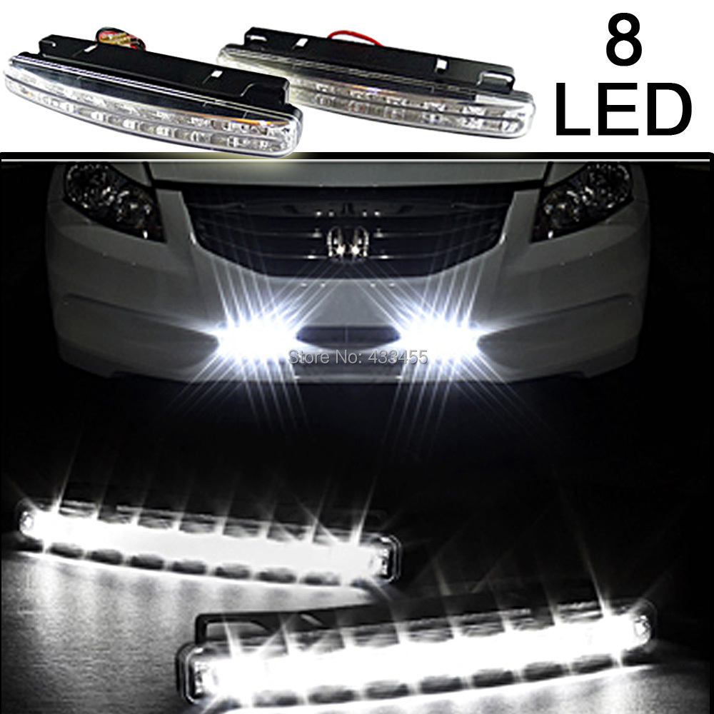 2X White 12V 6 LED Waterproof Daytime Running Light DRL Car Fog Day Driving Lamp