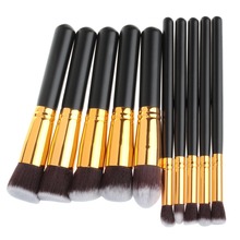 Best selling 10Pcs / set Black + Gold Professional Cosmetic Tool Makeup Brushes Set for face-painting Makeup BG-21