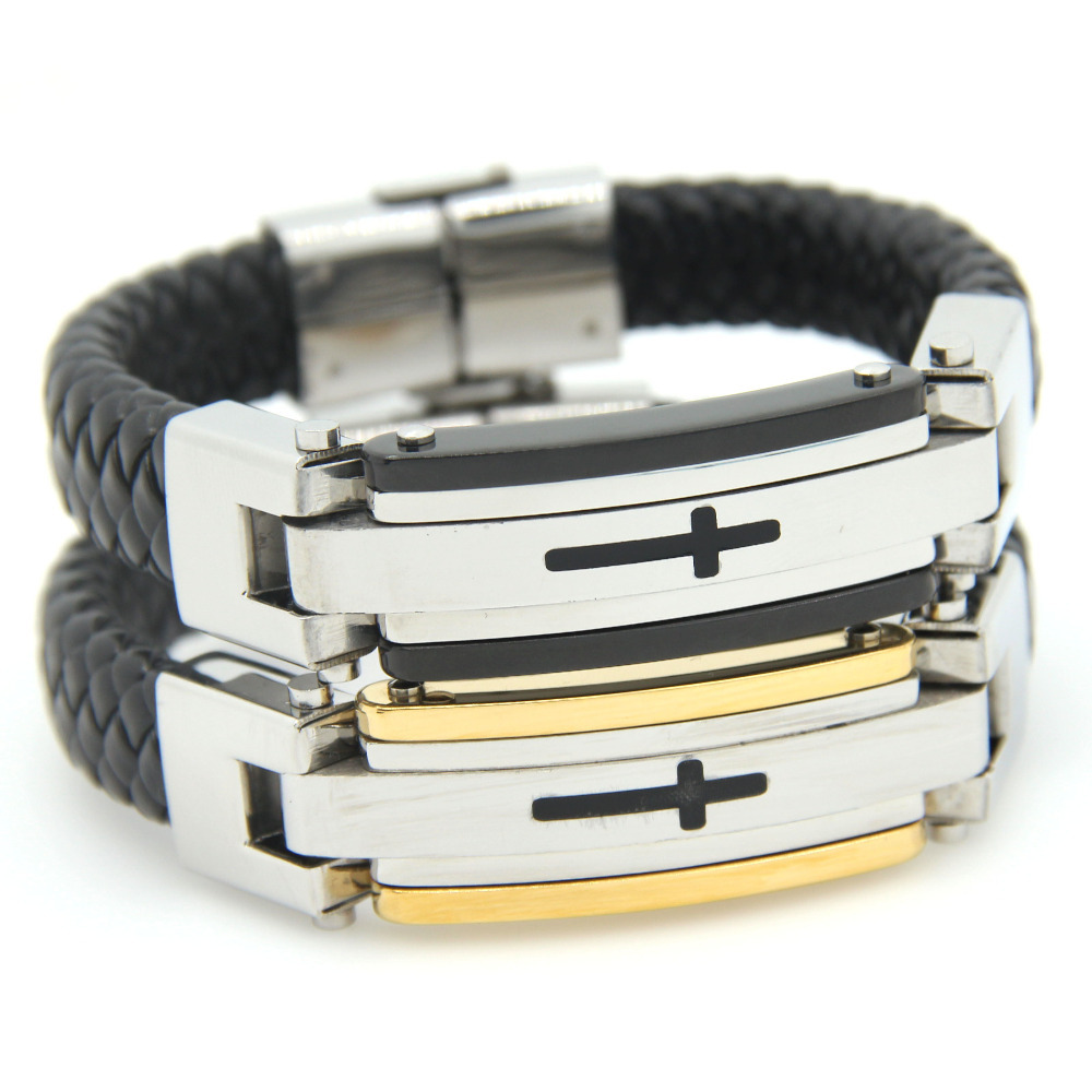 2015 New Loom Bands Mens Leather Bracelets Brazale...