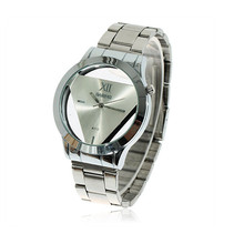 2016 Hot 1 PCS Triangle Hollow Leather Band Stainless Steel Sport Analog Quartz Women Mens Wrist