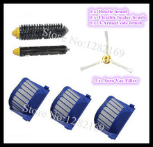 (6 pieces=Brush 3 armed kit +3x Aero Vac Filter) for irobot roomba 600 Series 620 630 650 660 Free Shipping to Europe !