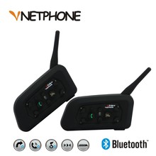 2 x1200M Bluetooth Intercom Headset 6 Riders Handsfree V6 Waterproof Motorcycle Interphone Support Stereo Music/Audio