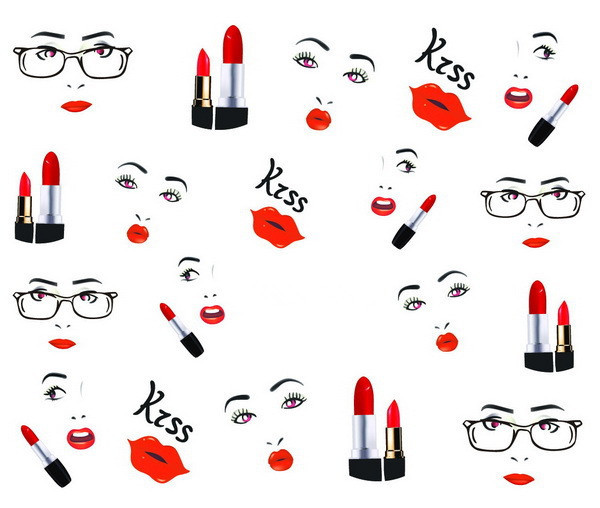 2014 New Water Transfer Nail Art Stickers Decal Sexy Red Lips Beauty Lipsticks Design DIY French