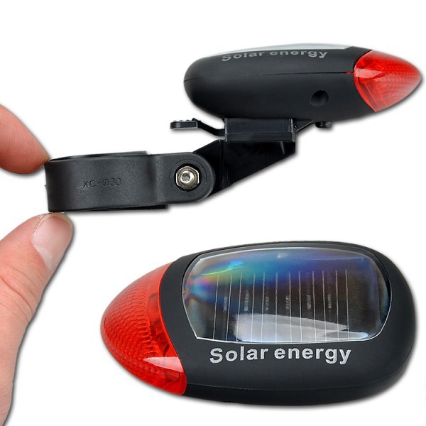 2 LED 3 Modes Bright Solar Energy Power Bike Mountain Bicycle Red LED Tail Rear Light Outdoor Sports Cycling Lamp MBI-21