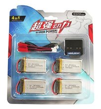 4pcs/lot QuanQi HQ898B RC Helicopter drone Lipo Battery 3.7V 1200mAh 25c+4in1 Charger+4pcs JST+XH Cable