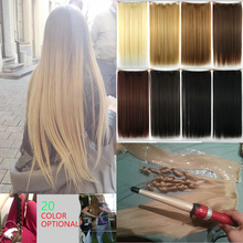24″ 60cm Synthetic Full Head Clip In Hair Extension Straight Hairpiece Halloweek Hair extension High Quality Matte Temperature