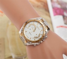 Envío de la gota libre relogio masculino reloj de cuarzo, completo acero plata correa relojes mujer. romano dial de ginebra mujeres del reloj digital