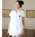 Pregnant women loose blouse maternity Korean Short Sleeved summer embroidered logo shirt pregnant women top SH