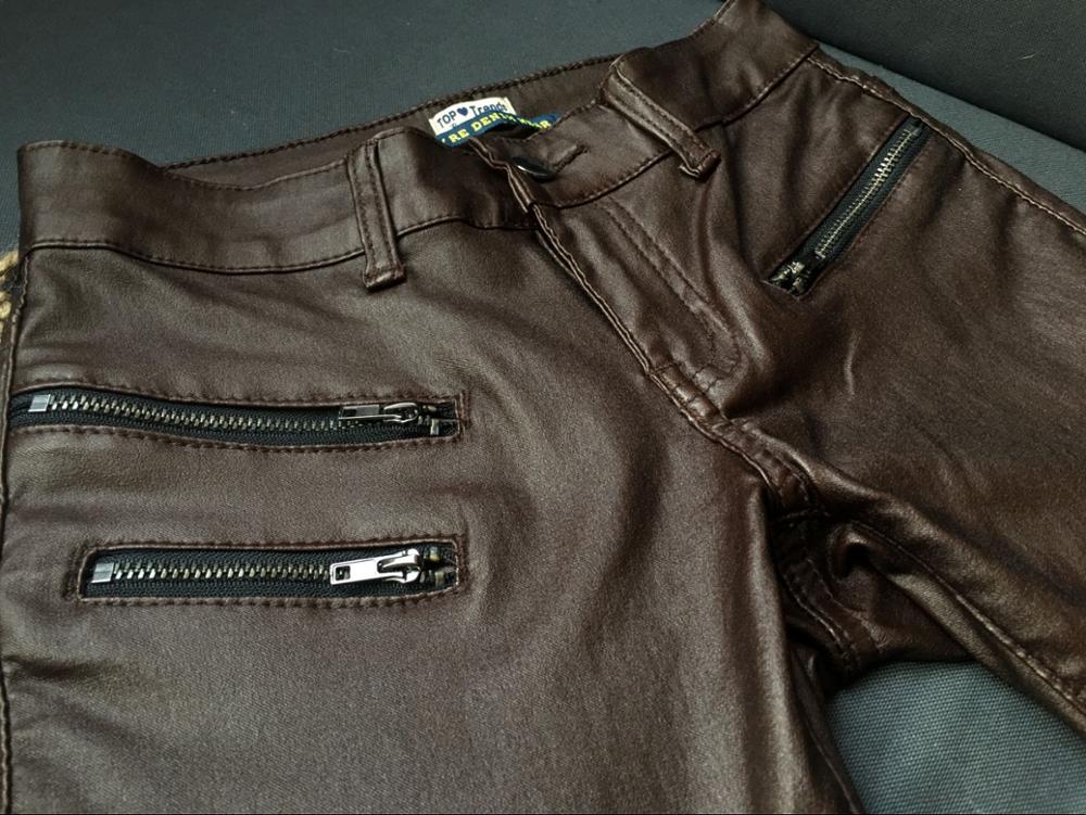 brown coated jeans