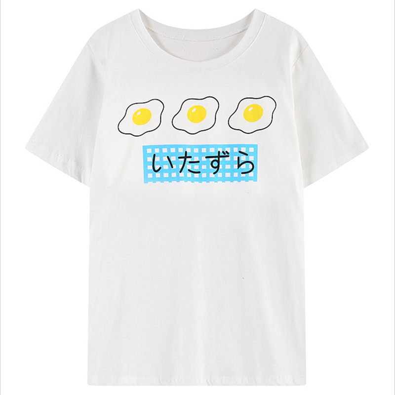 Egg Pattern Shirt | 2016 adorable summer cute soft anime pattern shirt women Egg Pattern Shirt | 2016 adorable summer cute soft anime pattern shirt women