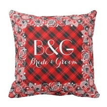 Fashion Cushions Red Black Tartan With White Lace Frame Throw Pillow Case (Size: 45x45cm) Free Shipping
