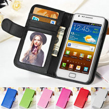 New Fashion Wallet Stand PU Leather Case For Samsung Galaxy S2 SII i9100 Soft Phone Bag Cover With Card Holder + Photo Frame