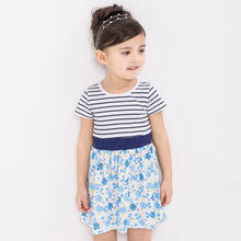 Branded Girl dress kids Striped tops 2016 baby clothing girl dress 100% cotton short sleeve Summer dress for baby girls