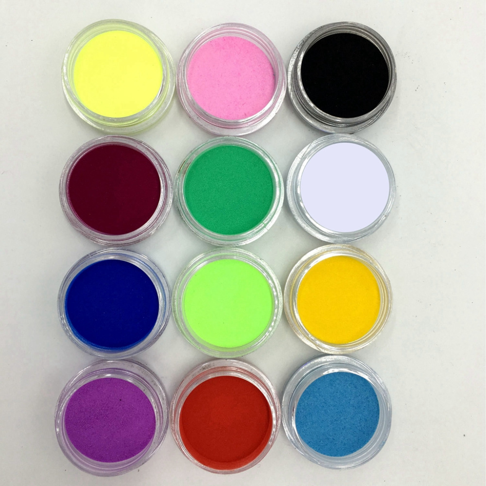 12 Pcs Mix Colors Acrylic Nail Art Dust Powder Decoration for Tips