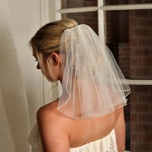 Simple Elegant Lace Edge Wedding Veil One Layer Crystal Bridal Headwear Veil Ivory White Color Women Wedding Accessories