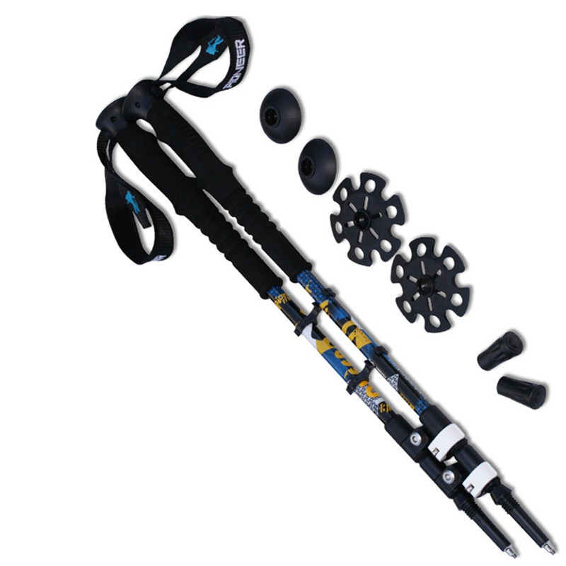 2pcs lot 1 pair 7075 Aluminum Hiking Stick Nordic Walking Stick Outdoor Telescopic Handle Climbing Equipment
