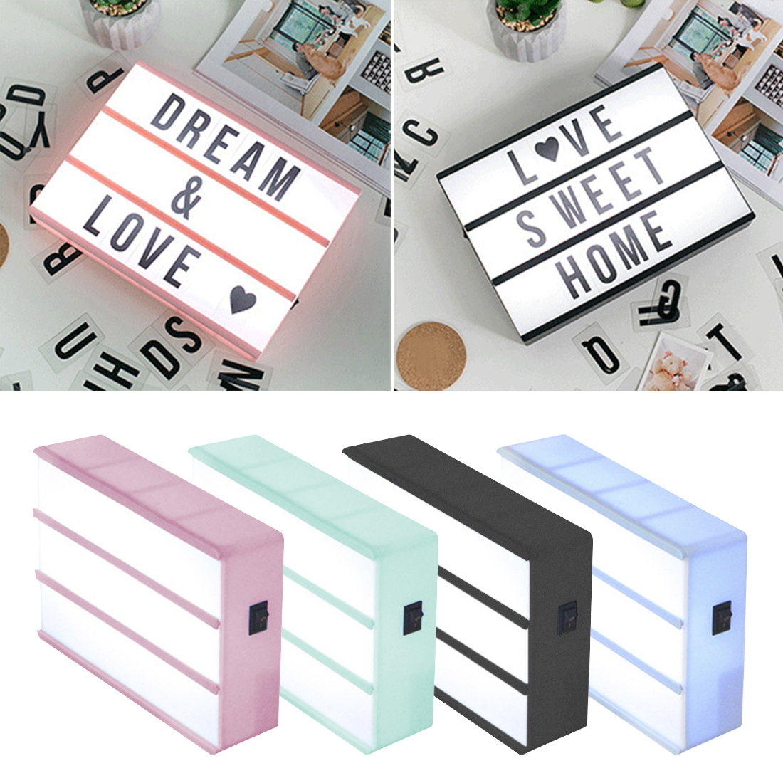 DIY Letter A6 Combination Cinema LED Light Box Battery Powered Table Lamp //KT